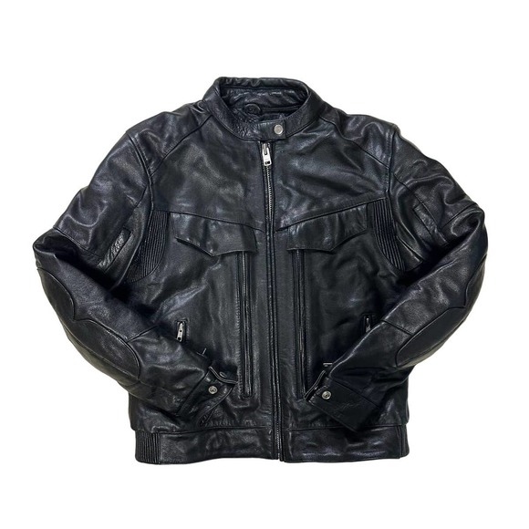 Xelement Jackets & Blazers - Xelement Black Leather Motorcycle Jacket Padded Removable Liner Mens Med